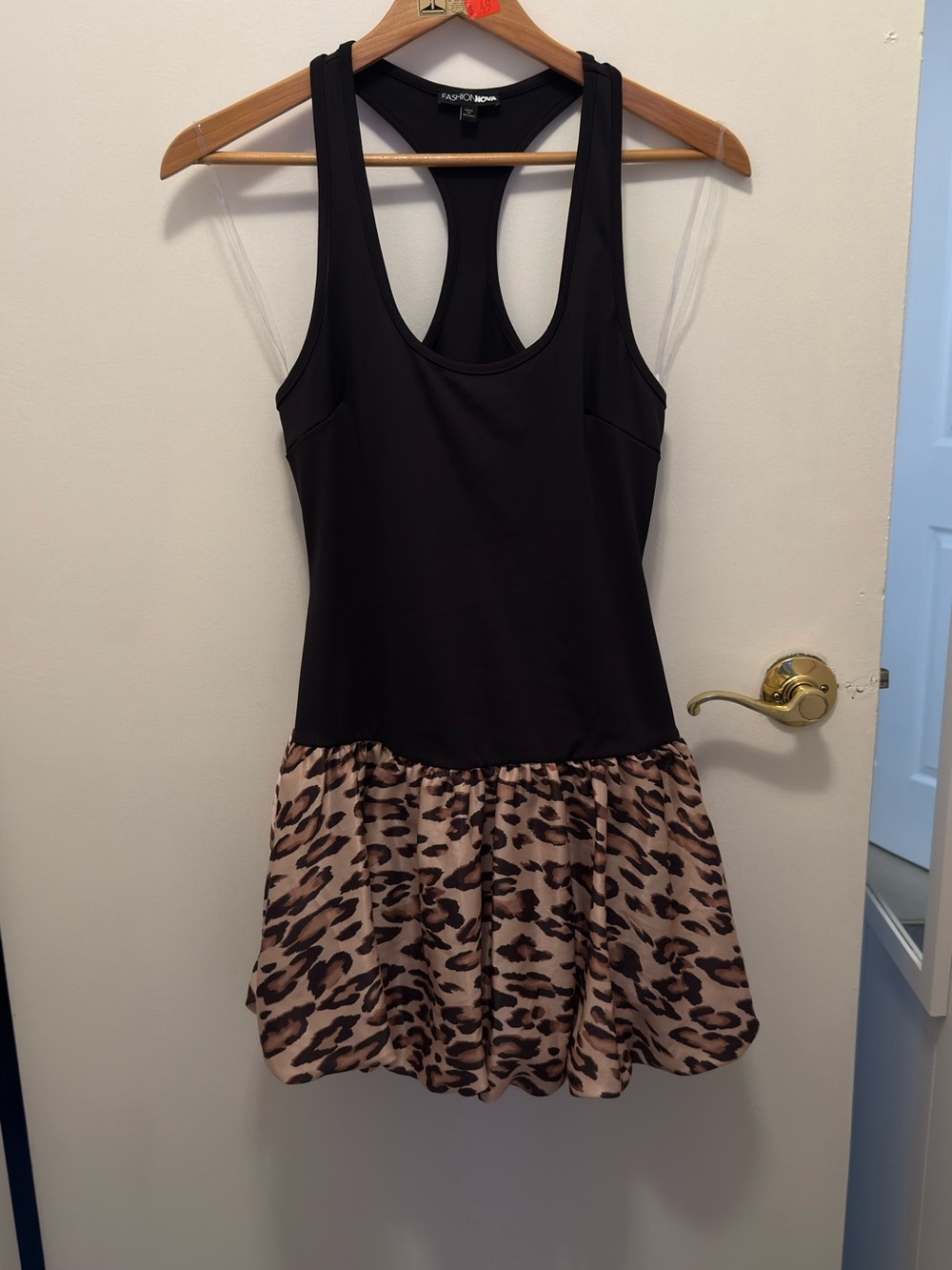 Athletic Tank Dress with Leopard Skirt